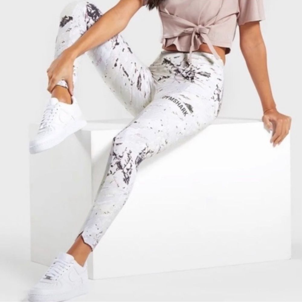 Gymshark Ori Marble Print Gym Activewear Leggings 7/8 Length Size XS